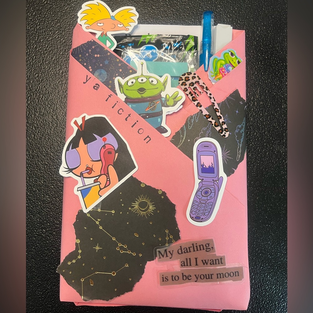 Pink Flip Phone with Stickers